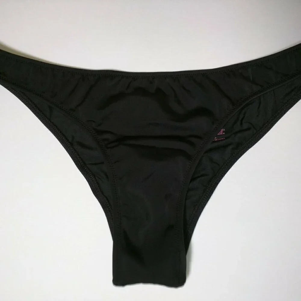 Victoria Secret Large L Itsy Bikini Bottom Cheeky Ruched Back Black Sexy VS